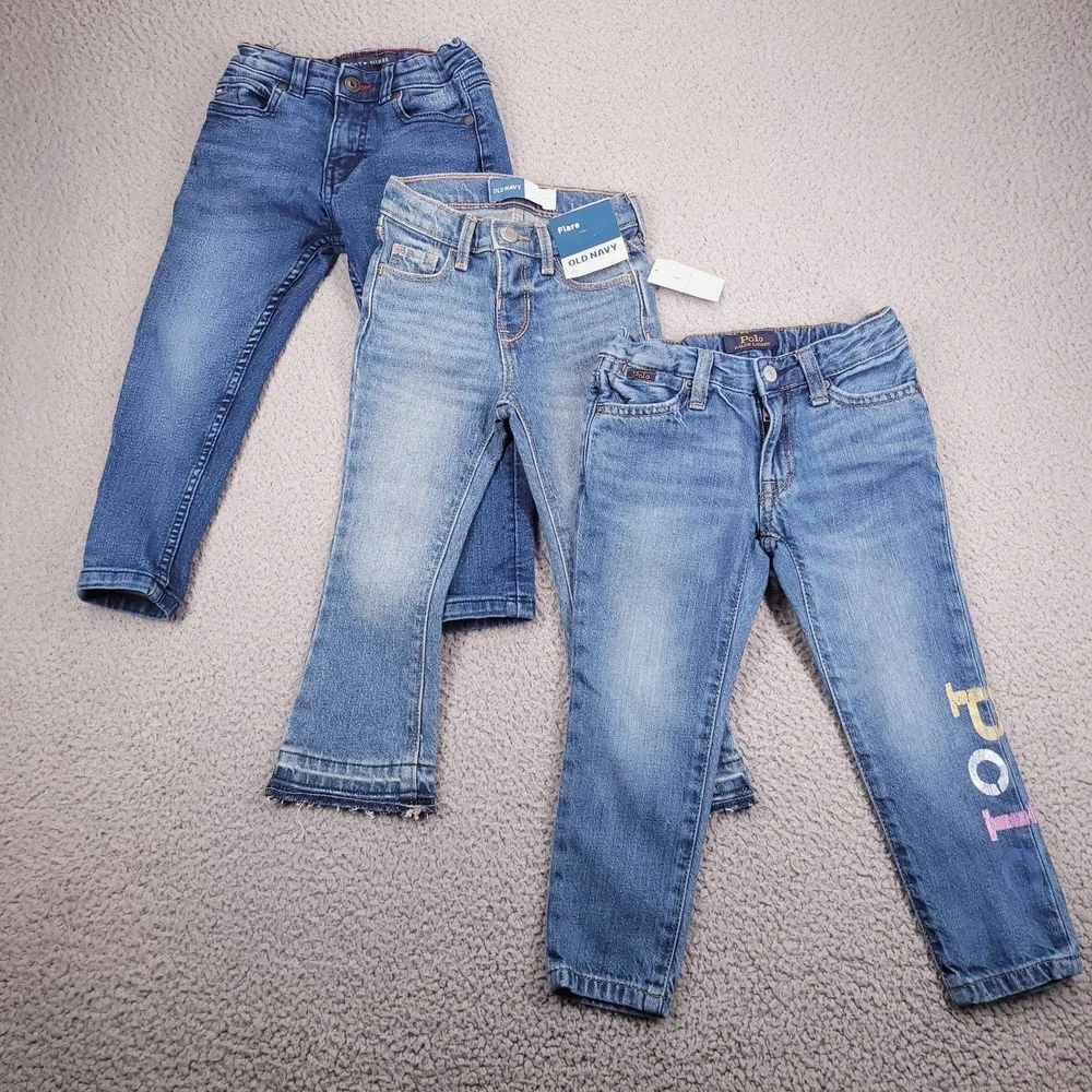 OLD NAVY Polo Tommy Hilfiger Jeans Girls 3T Bundle (3) Skinny Boy Friend Flare